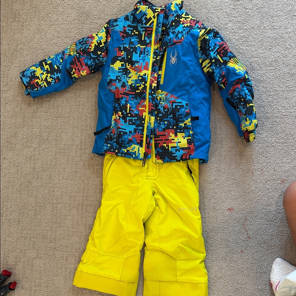 Spyder Blue and Yellow Ski Jacket with Pants